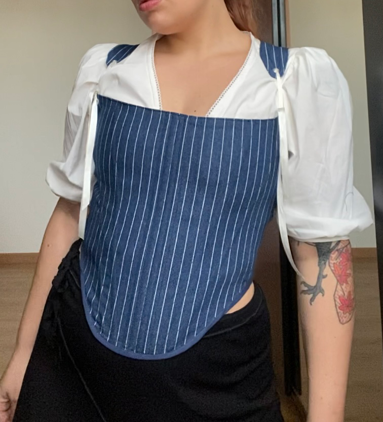 Alta Pinstripe Denim corset